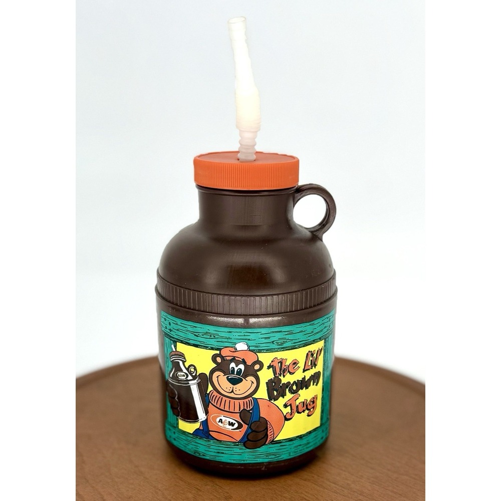 1994 Vtg A&W The Lil' Brown Jug Plastic w/ Straw Fast Food Root Beer Soda